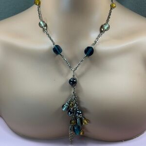 Bohemian Glass Beaded Lavalier Necklace with Tassel